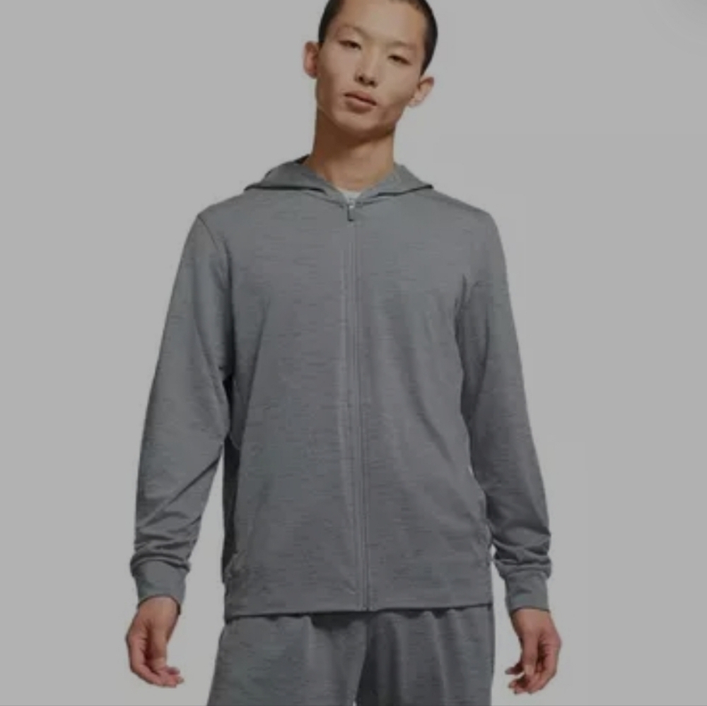 Nike Yoga Drifit Mens Grey Zip Up Hoodie Sweatshirt Size Large